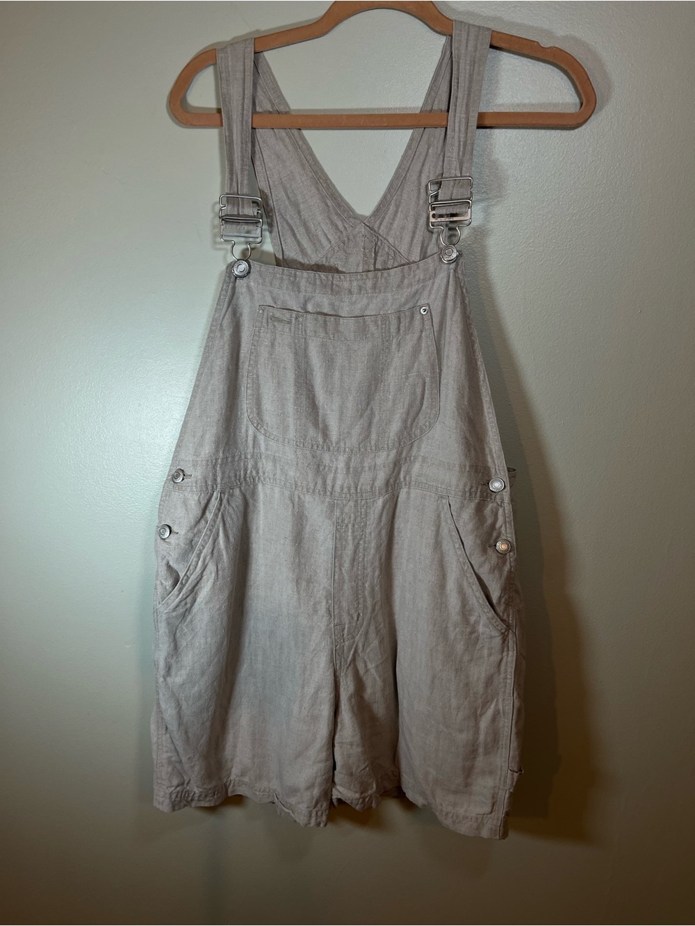 GAP Light Taupe Linen Overall Shorts